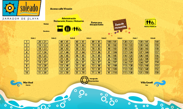 mapa del parador con la disposicion de las carpas